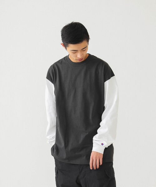 Champion（チャンピオン）の「Champion × BEAMS / 別注 2トーン ロングスリーブ Tシャツ（Tシャツ/カットソー・メンズ・ブラック/ホワイト/グレー系その他・M/XL/L）」の13枚目の写真