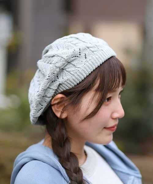 チチカカ（チチカカ）の「コットンレーシーベレー帽（ハンチング/ベレー帽・レディース・アイボリー/ブラック/グレー/ライトグリーン/オレンジ・FREE）」の3枚目の写真