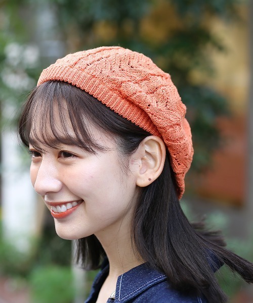 チチカカ（チチカカ）の「コットンレーシーベレー帽（ハンチング/ベレー帽・レディース・アイボリー/ブラック/グレー/ライトグリーン/オレンジ・FREE）」の5枚目の写真