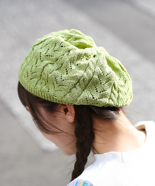 チチカカ（チチカカ）の「コットンレーシーベレー帽（ハンチング/ベレー帽・レディース・アイボリー/ブラック/グレー/ライトグリーン/オレンジ・FREE）」の4枚目の写真