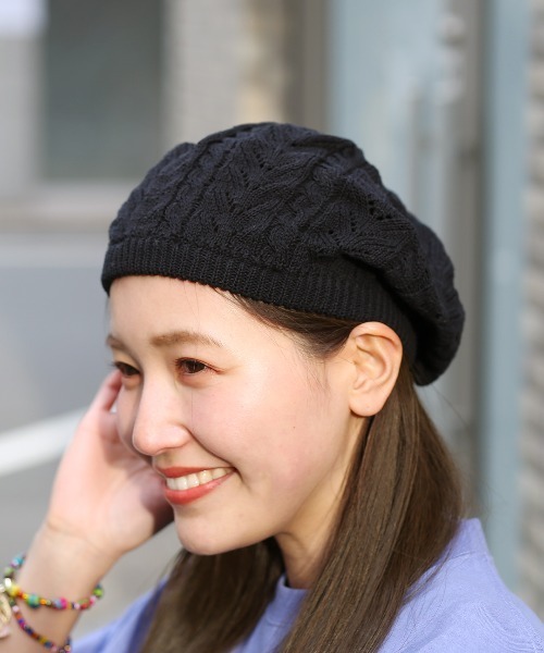 チチカカ（チチカカ）の「コットンレーシーベレー帽（ハンチング/ベレー帽・レディース・アイボリー/ブラック/グレー/ライトグリーン/オレンジ・FREE）」の2枚目の写真