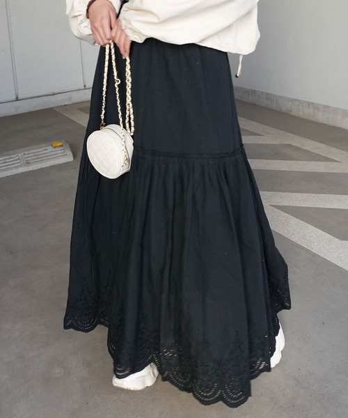 CORNERS by KR（コーナーズバイケーアール）の「【CORNERS by KR 】コットンレーススカート（スカート・レディース・オフホワイト/ブラック・M/S）」の7枚目の写真