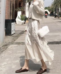 光沢フロッキー×シフォンドッキングマーメイドスカート