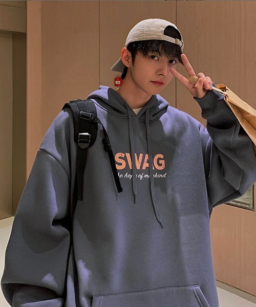 WESTBOY（ウエストボーイ）の「ルーズシルエットプルオーバープリントパーカー WOK23STP02【WB ORIGINALS】（パーカー・メンズ・ホワイト/グレー/ブラック・XL/L/XXL/M）」の3枚目の写真