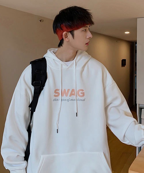 WESTBOY（ウエストボーイ）の「ルーズシルエットプルオーバープリントパーカー WOK23STP02【WB ORIGINALS】（パーカー・メンズ・ホワイト/グレー/ブラック・XL/L/XXL/M）」の4枚目の写真