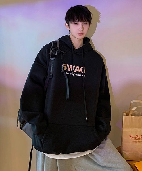 WESTBOY（ウエストボーイ）の「ルーズシルエットプルオーバープリントパーカー WOK23STP02【WB ORIGINALS】（パーカー・メンズ・ホワイト/グレー/ブラック・XL/L/XXL/M）」の6枚目の写真