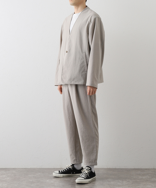 JOURNAL STANDARD（ジャーナルスタンダード）の「【EVALET / エバレット】ストレッチノーカラージャケット（ノーカラージャケット・メンズ・ダークブルー/グレー/ベージュ・MEDIUM/LARGE/SMALL）」の8枚目の写真