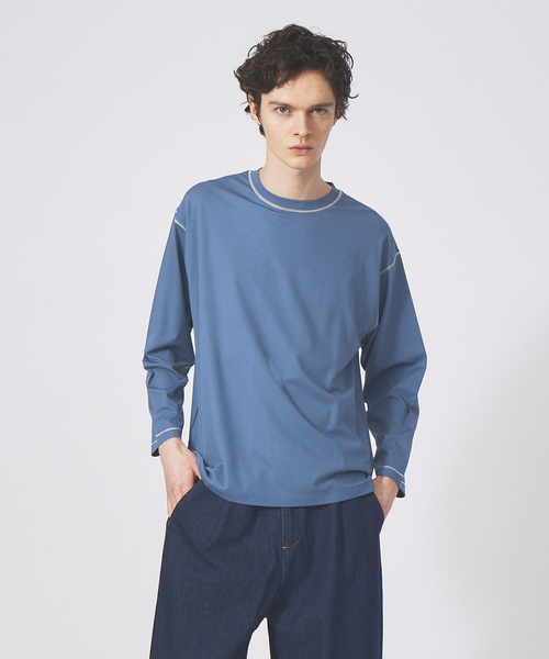 AH ABAHOUSE(エーエイチアバハウス)の「【AH ABAHOUSE】ステッチワーク 長袖Tシャツ / ロンT(Tシャツ/カットソー・メンズ・ブラック/ホワイト/グリーン/グレイッシュブルー・46/48)」の4枚目の写真