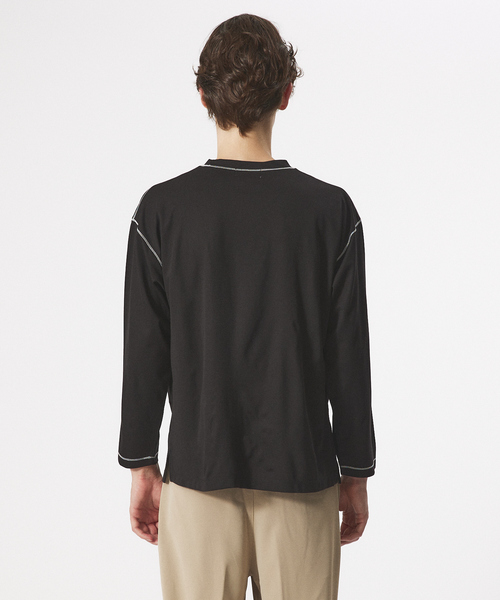 AH ABAHOUSE(エーエイチアバハウス)の「【AH ABAHOUSE】ステッチワーク 長袖Tシャツ / ロンT(Tシャツ/カットソー・メンズ・ブラック/ホワイト/グリーン/グレイッシュブルー・46/48)」の7枚目の写真