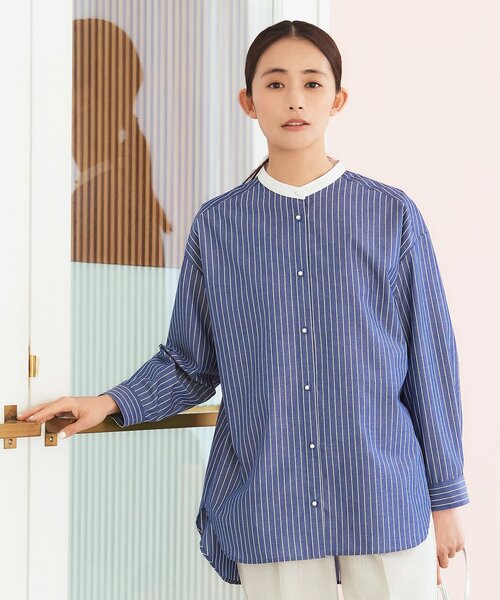 grove(グローブ)の「◆【洗える】ブロードストライプブラウス(シャツ/ブラウス・レディース・ネイビー系1/ホワイト系4/アイボリー/ブルー系6・03/02/01/04/05)」の3枚目の写真