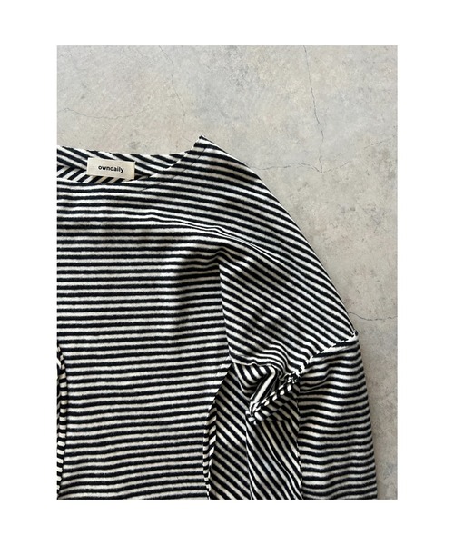 owndaily（オンデイリー）の「コットンオーバーサイズボーダーロングTシャツ（Tシャツ/カットソー・レディース・イエロー/ブラック・FREE）」の7枚目の写真