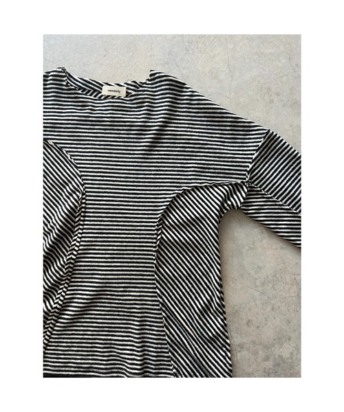 owndaily（オンデイリー）の「コットンオーバーサイズボーダーロングTシャツ（Tシャツ/カットソー・レディース・イエロー/ブラック・FREE）」の13枚目の写真