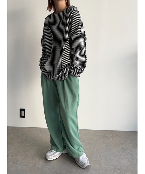 owndaily（オンデイリー）の「コットンオーバーサイズボーダーロングTシャツ（Tシャツ/カットソー・レディース・イエロー/ブラック・FREE）」の17枚目の写真