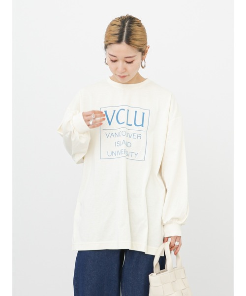Samansa Mos2 blue（サマンサモスモスブルー）の「フロッキーロゴロンT（Tシャツ/カットソー・レディース・オフホワイト/クリーム/ラベンダー・ﾌﾘ-）」の3枚目の写真