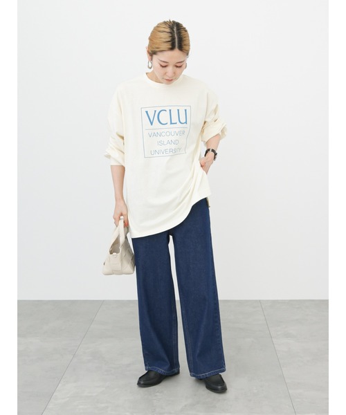 Samansa Mos2 blue（サマンサモスモスブルー）の「フロッキーロゴロンT（Tシャツ/カットソー・レディース・オフホワイト/クリーム/ラベンダー・ﾌﾘ-）」の13枚目の写真