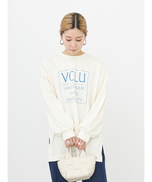 Samansa Mos2 blue（サマンサモスモスブルー）の「フロッキーロゴロンT（Tシャツ/カットソー・レディース・オフホワイト/クリーム/ラベンダー・ﾌﾘ-）」の10枚目の写真