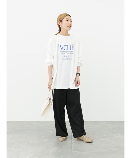 Samansa Mos2 blue（サマンサモスモスブルー）の「フロッキーロゴロンT（Tシャツ/カットソー・レディース・オフホワイト/クリーム/ラベンダー・ﾌﾘ-）」の8枚目の写真