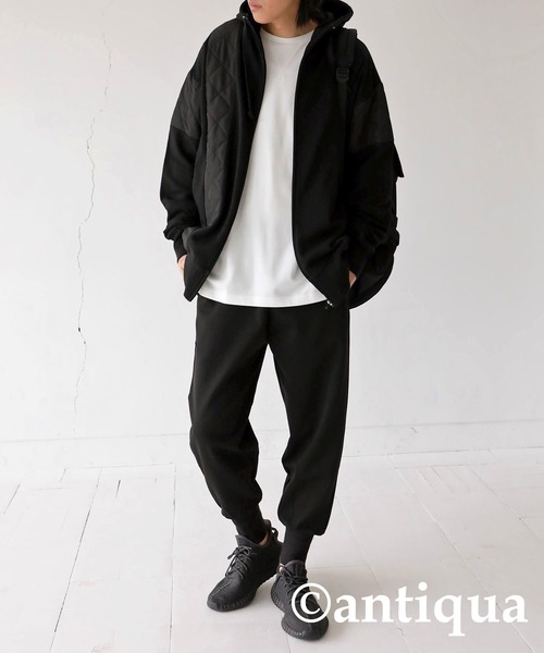 antiqua（アンティカ）の「異素材MIXパーカー（パーカー・メンズ・ブラック/グレー/カーキ・FREE）」の19枚目の写真