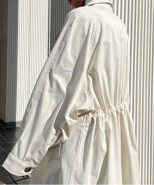 r.（アールドット）の「シャークスキン ミディ丈ミリタリーコート（ミリタリージャケット・レディース・ネイビー/ベージュ/カーキ/ブラック/オフホワイト・FREE）」の12枚目の写真