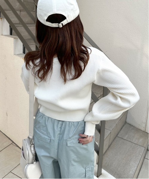 OLIVE des OLIVE（オリーブデオリーブ）の「ショート丈Vネックカーディガン（カーディガン/ボレロ・レディース・ブラック/オフホワイト/サックスブルー/イエロー・FREE）」の9枚目の写真