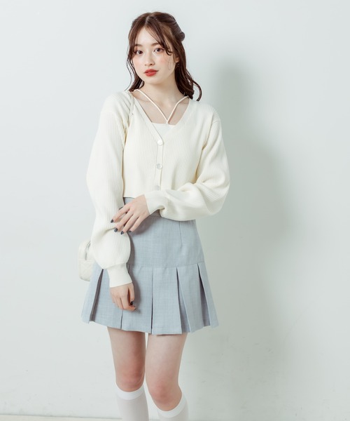 OLIVE des OLIVE（オリーブデオリーブ）の「ショート丈Vネックカーディガン（カーディガン/ボレロ・レディース・ブラック/オフホワイト/サックスブルー/イエロー・FREE）」の12枚目の写真