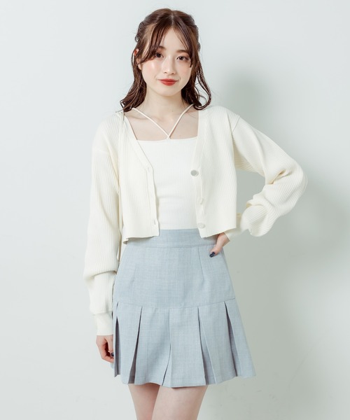 OLIVE des OLIVE（オリーブデオリーブ）の「ショート丈Vネックカーディガン（カーディガン/ボレロ・レディース・ブラック/オフホワイト/サックスブルー/イエロー・FREE）」の13枚目の写真