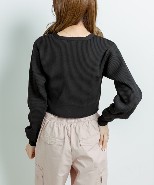 OLIVE des OLIVE（オリーブデオリーブ）の「ショート丈Vネックカーディガン（カーディガン/ボレロ・レディース・ブラック/オフホワイト/サックスブルー/イエロー・FREE）」の19枚目の写真