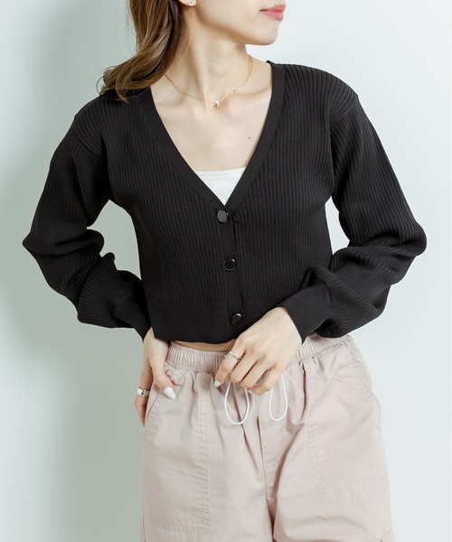 OLIVE des OLIVE（オリーブデオリーブ）の「ショート丈Vネックカーディガン（カーディガン/ボレロ・レディース・ブラック/オフホワイト/サックスブルー/イエロー・FREE）」の17枚目の写真