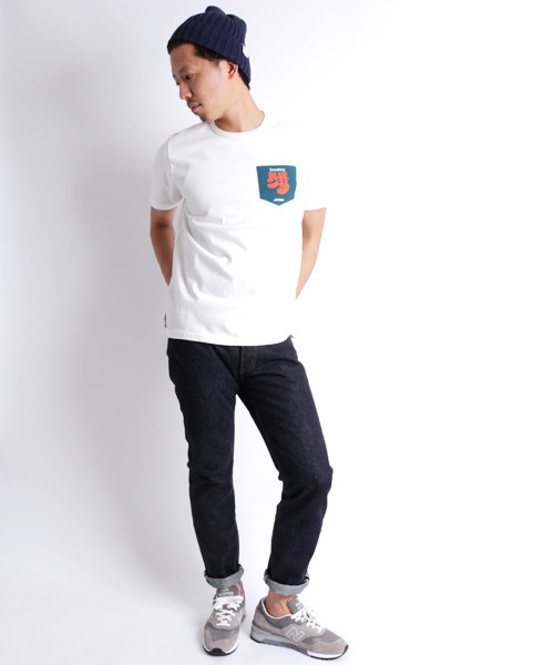 Denime（ドゥニーム）の「DNM POCKET LOGO TEE（Tシャツ/カットソー・メンズ・ホワイト/ネイビー・SMALL/MEDIUM/LARGE）」の14枚目の写真