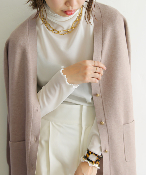 La TOTALITE（ラトータリテ）の「ミラノリブVネックカーディガン（カーディガン/ボレロ・レディース・グレー/ネイビー/ピンク/ベージュ・FREE）」の2枚目の写真