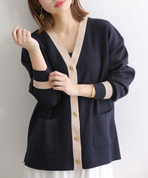 La TOTALITE（ラトータリテ）の「ミラノリブVネックカーディガン（カーディガン/ボレロ・レディース・グレー/ネイビー/ピンク/ベージュ・FREE）」の3枚目の写真