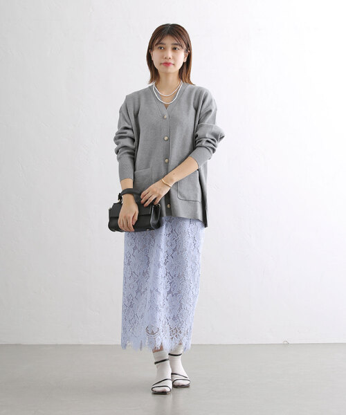 La TOTALITE（ラトータリテ）の「ミラノリブVネックカーディガン（カーディガン/ボレロ・レディース・グレー/ネイビー/ピンク/ベージュ・FREE）」の6枚目の写真
