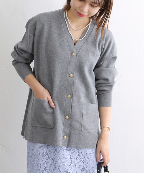 La TOTALITE（ラトータリテ）の「ミラノリブVネックカーディガン（カーディガン/ボレロ・レディース・グレー/ネイビー/ピンク/ベージュ・FREE）」の9枚目の写真