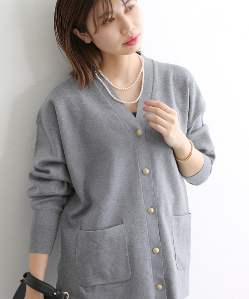 La TOTALITE（ラトータリテ）の「ミラノリブVネックカーディガン（カーディガン/ボレロ・レディース・グレー/ネイビー/ピンク/ベージュ・FREE）」の10枚目の写真