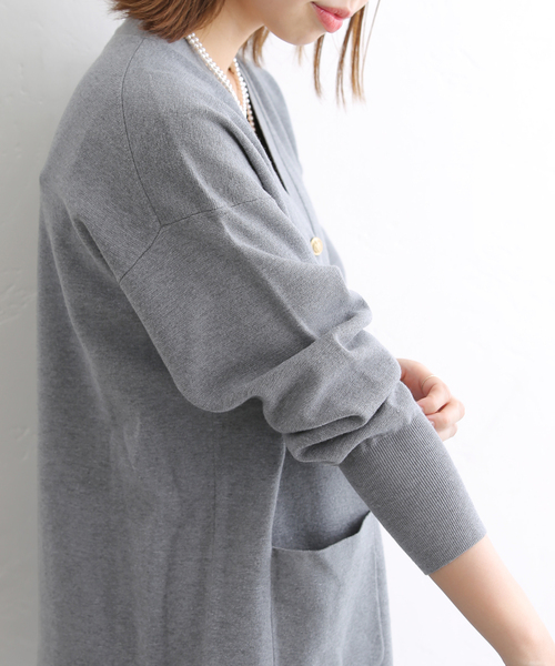 La TOTALITE（ラトータリテ）の「ミラノリブVネックカーディガン（カーディガン/ボレロ・レディース・グレー/ネイビー/ピンク/ベージュ・FREE）」の11枚目の写真