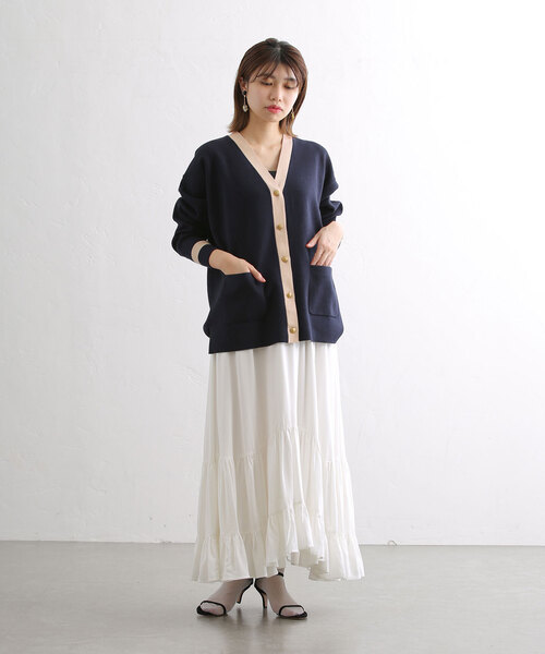 La TOTALITE（ラトータリテ）の「ミラノリブVネックカーディガン（カーディガン/ボレロ・レディース・グレー/ネイビー/ピンク/ベージュ・FREE）」の16枚目の写真