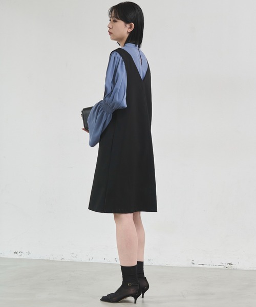 Aunt Marie's（アントマリーズ）の「深Vネックミニジャンスカ（ジャンパースカート・レディース・ブラック/アイボリー・FREE）」の5枚目の写真