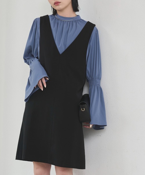 Aunt Marie's（アントマリーズ）の「深Vネックミニジャンスカ（ジャンパースカート・レディース・ブラック/アイボリー・FREE）」の10枚目の写真