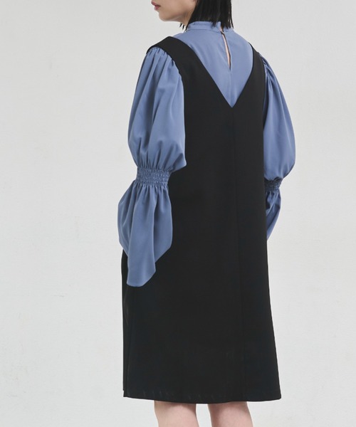 Aunt Marie's（アントマリーズ）の「深Vネックミニジャンスカ（ジャンパースカート・レディース・ブラック/アイボリー・FREE）」の9枚目の写真