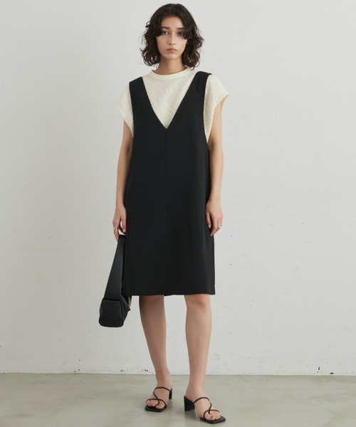 Aunt Marie's（アントマリーズ）の「深Vネックミニジャンスカ（ジャンパースカート・レディース・ブラック/アイボリー・FREE）」の11枚目の写真