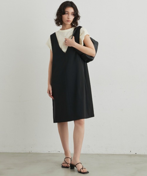 Aunt Marie's（アントマリーズ）の「深Vネックミニジャンスカ（ジャンパースカート・レディース・ブラック/アイボリー・FREE）」の12枚目の写真