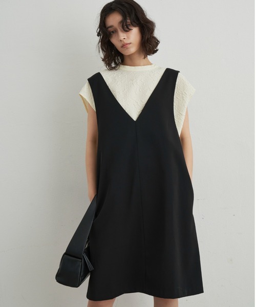 Aunt Marie's（アントマリーズ）の「深Vネックミニジャンスカ（ジャンパースカート・レディース・ブラック/アイボリー・FREE）」の18枚目の写真