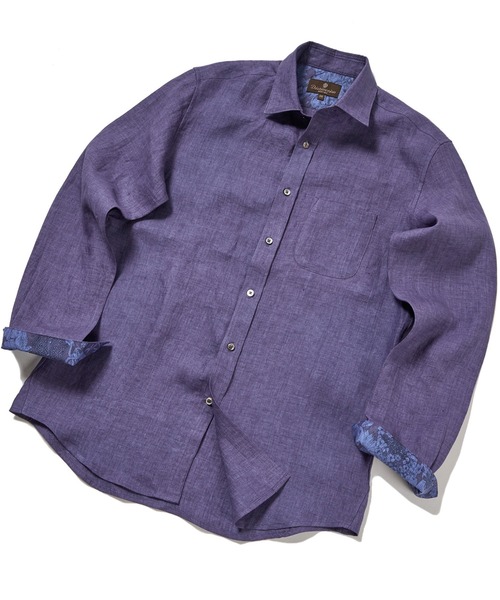 MEN'S BIGI（メンズビギ）の「デラべ調リネンシャンブレーシャツ（シャツ/ブラウス・メンズ・ホワイト/ネイビー/ピンク/グリーン・01/02/03/04）」の3枚目の写真