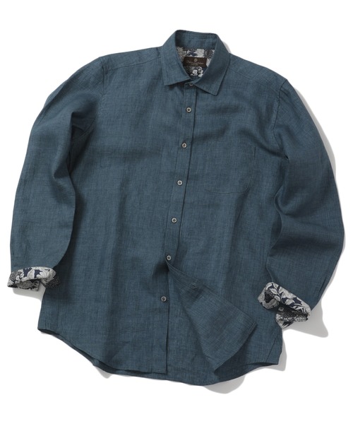 MEN'S BIGI（メンズビギ）の「デラべ調リネンシャンブレーシャツ（シャツ/ブラウス・メンズ・ホワイト/ネイビー/ピンク/グリーン・01/02/03/04）」の2枚目の写真