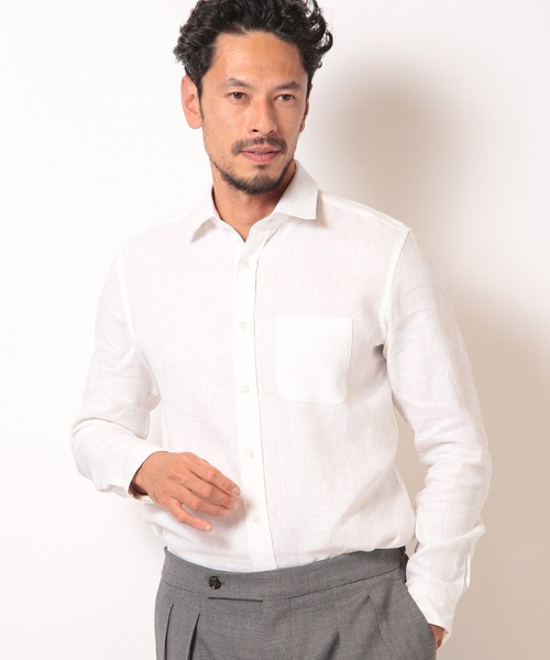 MEN'S BIGI（メンズビギ）の「デラべ調リネンシャンブレーシャツ（シャツ/ブラウス・メンズ・ホワイト/ネイビー/ピンク/グリーン・01/02/03/04）」の9枚目の写真