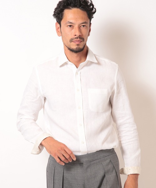 MEN'S BIGI（メンズビギ）の「デラべ調リネンシャンブレーシャツ（シャツ/ブラウス・メンズ・ホワイト/ネイビー/ピンク/グリーン・01/02/03/04）」の12枚目の写真