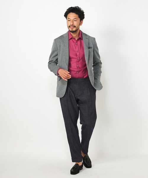 MEN'S BIGI（メンズビギ）の「デラべ調リネンシャンブレーシャツ（シャツ/ブラウス・メンズ・ホワイト/ネイビー/ピンク/グリーン・01/02/03/04）」の5枚目の写真