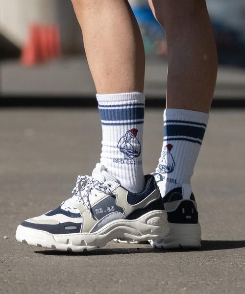 Red Cap Girl(レッドキャプガール)の「【a-r】〔Red Cap Girl/レッドキャップガール〕ジャガードイラストソックス(ソックス/靴下・メンズ・ブラック/ブルー・FREE)」の2枚目の写真