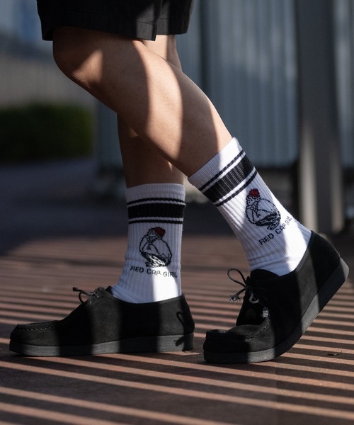 Red Cap Girl(レッドキャプガール)の「【a-r】〔Red Cap Girl/レッドキャップガール〕ジャガードイラストソックス(ソックス/靴下・メンズ・ブラック/ブルー・FREE)」の1枚目の写真