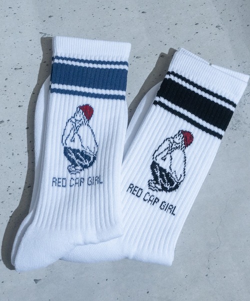Red Cap Girl(レッドキャプガール)の「【a-r】〔Red Cap Girl/レッドキャップガール〕ジャガードイラストソックス(ソックス/靴下・メンズ・ブラック/ブルー・FREE)」の4枚目の写真